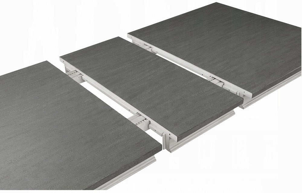 Acme DN02273-7PC 7 pc Katia weathered grey and white finish wood dining table set