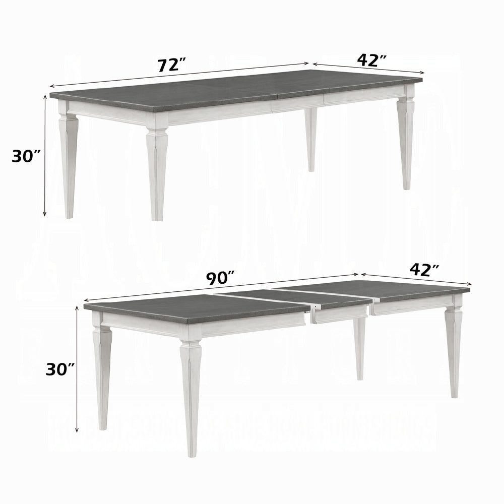 Acme DN02273-7PC 7 pc Katia weathered grey and white finish wood dining table set