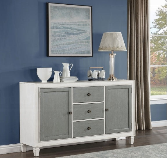 Acme DN02276 Katia weathered grey and white finish wood dining buffet server sideboard cabinet