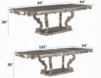 Acme DN02281-7PC 7 pc Ariadne antique platinum finish wood pedestal dining table set