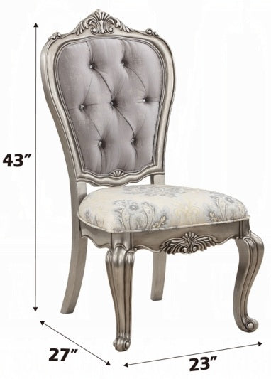 Acme DN02281-7PC 7 pc Ariadne antique platinum finish wood pedestal dining table set