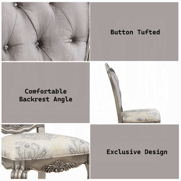 Acme DN02281-7PC 7 pc Ariadne antique platinum finish wood pedestal dining table set