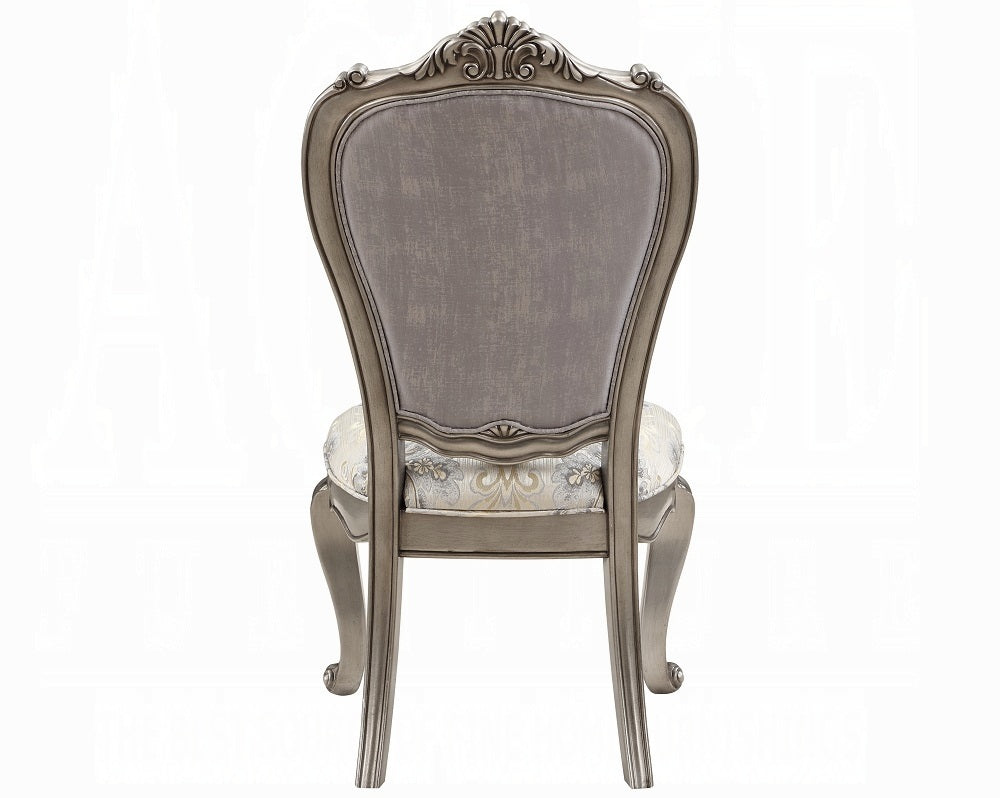 Acme DN02281-7PC 7 pc Ariadne antique platinum finish wood pedestal dining table set