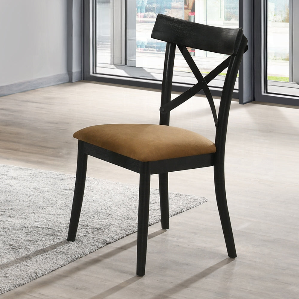 Acme DN02306 Set of 2 Hillary walnut and black finish wood mid century modern dining chairs