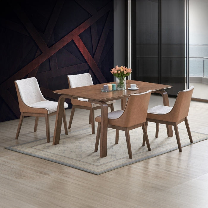 Acme DN02307-5PC 5 pc Ginny walnut finish wood mid-century modern dining table set