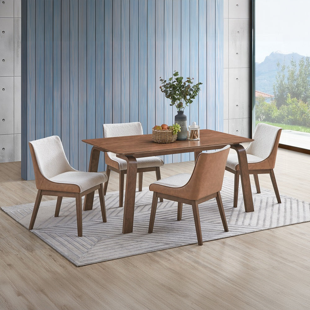 Acme DN02307-5PC 5 pc Ginny walnut finish wood mid-century modern dining table set