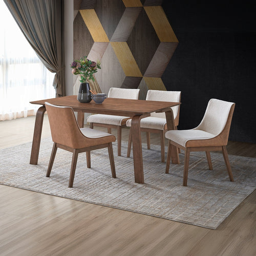 Acme DN02307-5PC 5 pc Ginny walnut finish wood mid-century modern dining table set