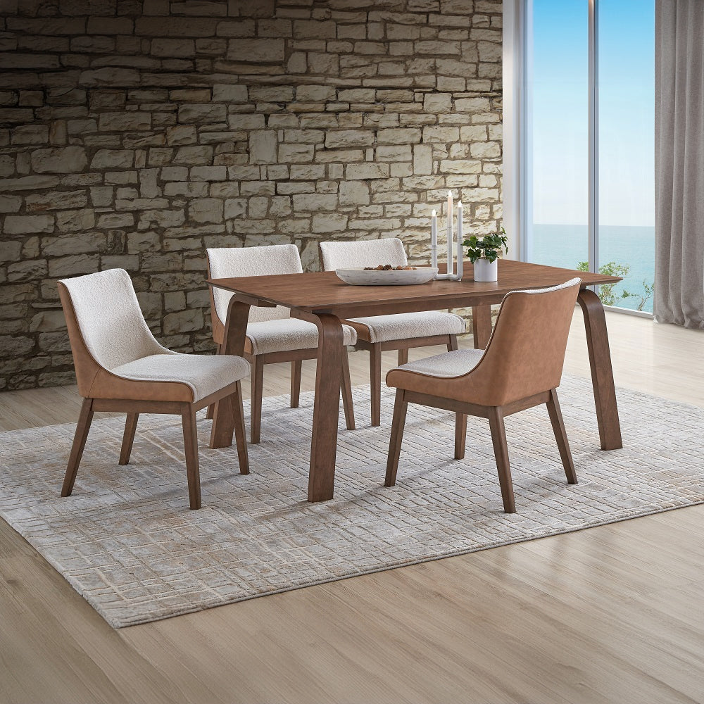 Acme DN02307-5PC 5 pc Ginny walnut finish wood mid-century modern dining table set