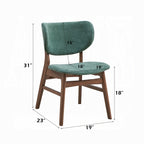 Acme DN02312-14 5 pc bevis walnut finish wood and engineered stone top mid century modern dining table set green chairs