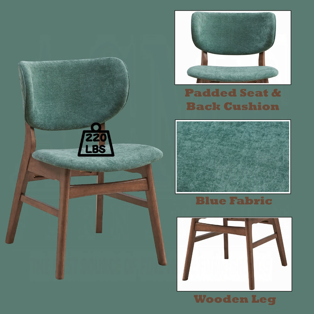 Acme DN02312-14 5 pc bevis walnut finish wood and engineered stone top mid century modern dining table set green chairs