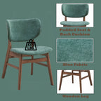Acme DN02312-14 5 pc bevis walnut finish wood and engineered stone top mid century modern dining table set green chairs