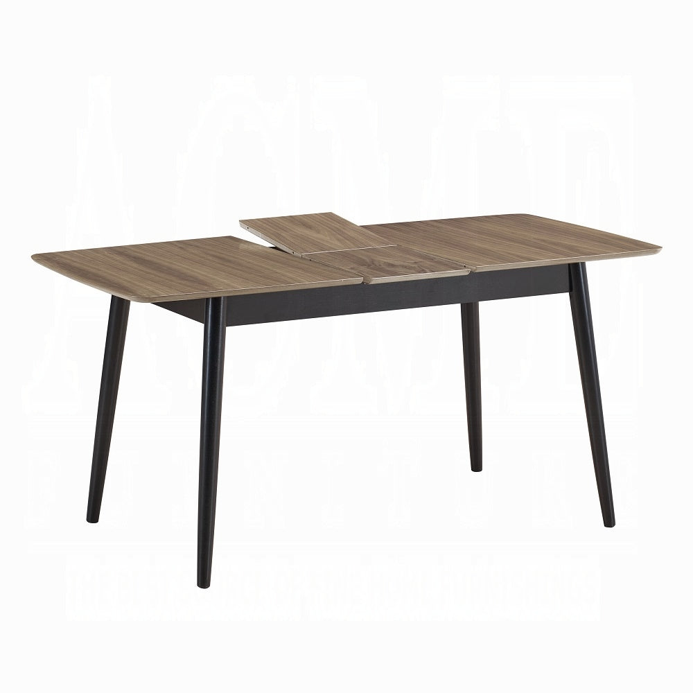 Acme DN02364-7PC 7 pc Lanae two tone finish black and oak finish wood mid century modern dining table set grey chairs