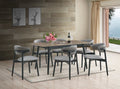 Acme DN02364-7PC 7 pc Lanae two tone finish black and oak finish wood mid century modern dining table set grey chairs