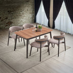 Acme DN02364-7PC 7 pc Lanae two tone finish black and oak finish wood mid century modern dining table set grey chairs