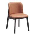 Acme DN02367 Set of 2 Eliora black finish wood mid century modern dining chairs camel polished microfiber
