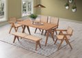 Acme DN02371-6PC 6 pc Velentina natural finish wood mid century modern dining table set with bench