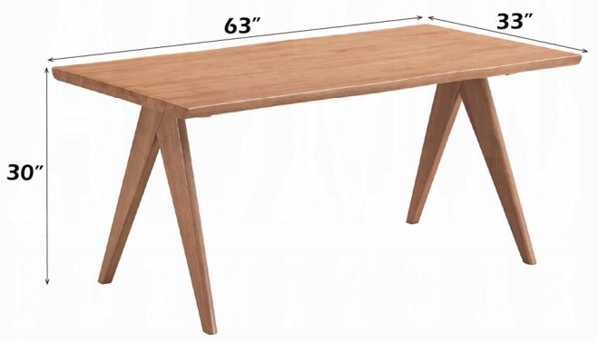 Acme DN02371-7PC 7 pc Velentina natural finish wood mid century modern dining table set