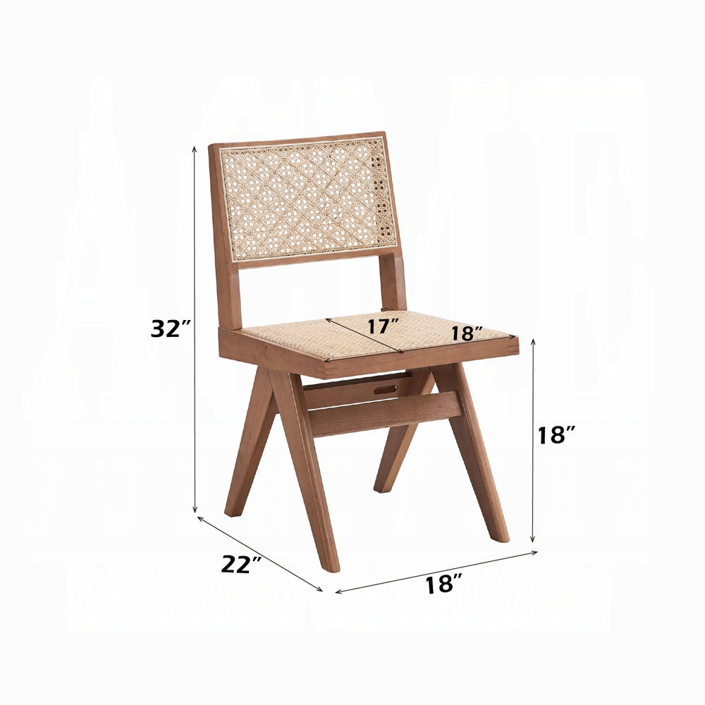 Acme DN02371-6PC 6 pc Velentina natural finish wood mid century modern dining table set with bench