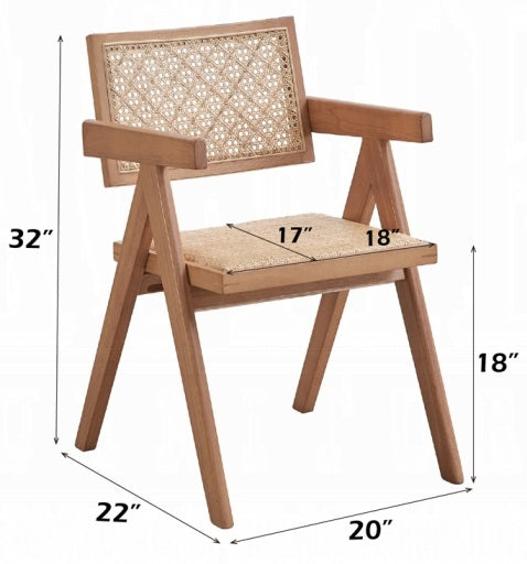 Acme DN02371-7PC 7 pc Velentina natural finish wood mid century modern dining table set