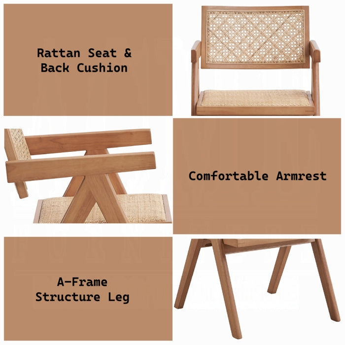 Acme DN02371-7PC 7 pc Velentina natural finish wood mid century modern dining table set