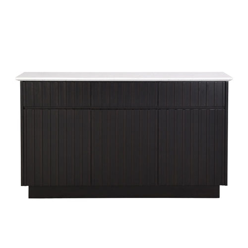 Acme DN02475 Jaramillo engineered white marble top black finish wood sideboard server buffet cabinet