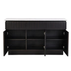 Acme DN02475 Jaramillo engineered white marble top black finish wood sideboard server buffet cabinet