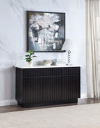 Acme DN02475 Jaramillo engineered white marble top black finish wood sideboard server buffet cabinet