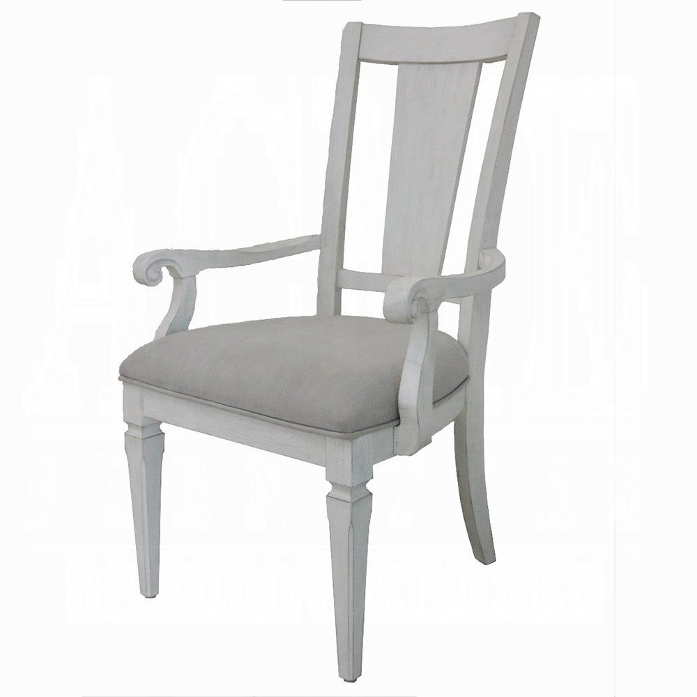 Acme DN02273-7PC 7 pc Katia weathered grey and white finish wood dining table set