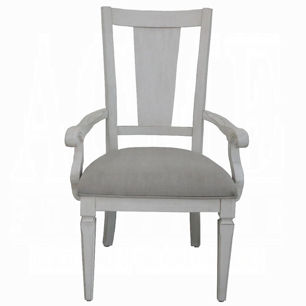 Acme DN02273-7PC 7 pc Katia weathered grey and white finish wood dining table set