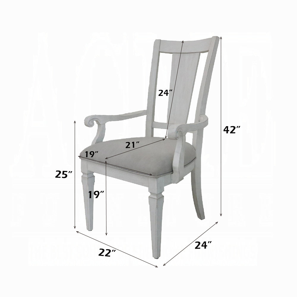 Acme DN02273-7PC 7 pc Katia weathered grey and white finish wood dining table set