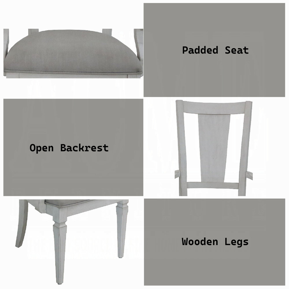 Acme DN02273-7PC 7 pc Katia weathered grey and white finish wood dining table set