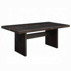 Acme DN02695-7PC-BK 7 pc Jaramillo black finish wood modern dining table set gold accent trim
