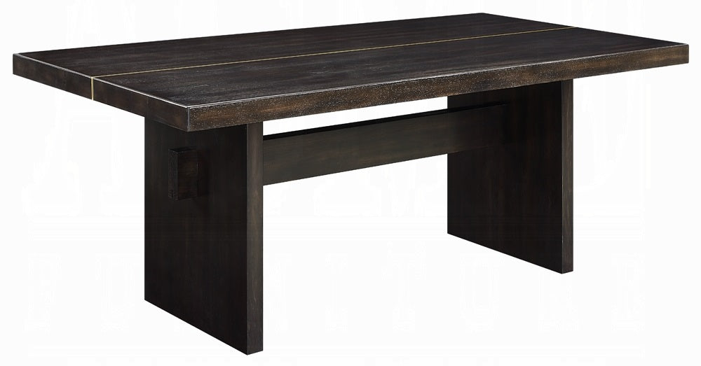 Acme DN02695-6PC-BK 6 pc Jaramillo black finish wood modern dining table set gold accent trim