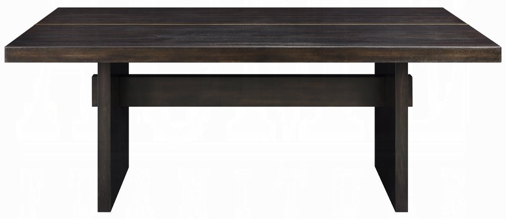 Acme DN02695-6PC-BK 6 pc Jaramillo black finish wood modern dining table set gold accent trim