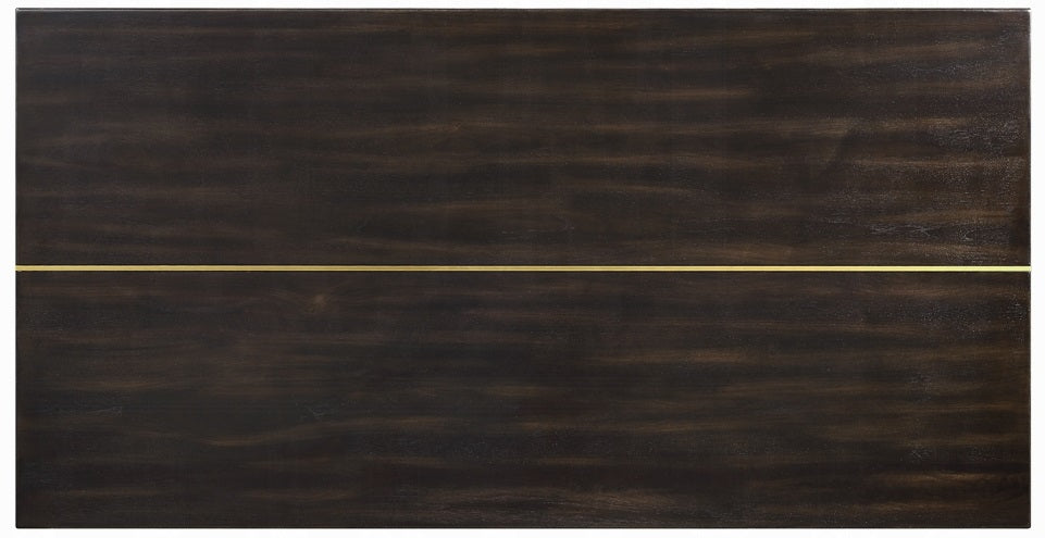 Acme DN02695-6PC-BK 6 pc Jaramillo black finish wood modern dining table set gold accent trim