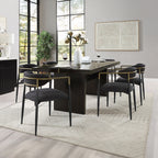 Acme DN02695-7PC-BK 7 pc Jaramillo black finish wood modern dining table set gold accent trim