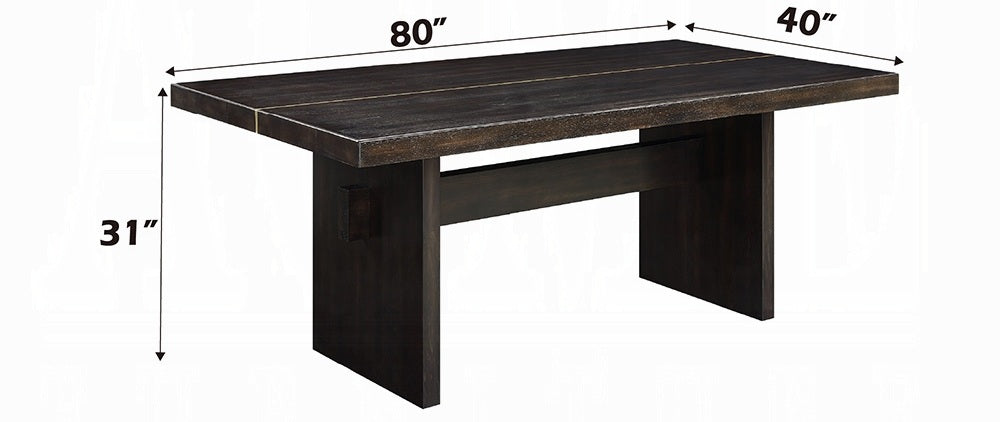 Acme DN02695-6PC-BK 6 pc Jaramillo black finish wood modern dining table set gold accent trim