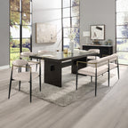 Acme DN02695-6PC-WH 6 pc Jaramillo black finish wood modern dining table set gold accent trim