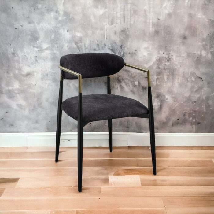 Acme DN02695-7PC-BK 7 pc Jaramillo black finish wood modern dining table set gold accent trim