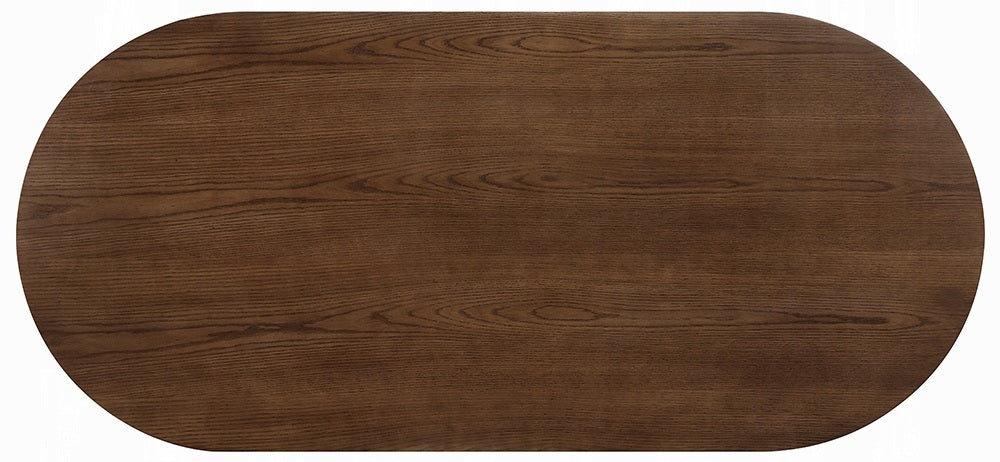 Acme DN02855-7PC  7 pc Gamarya oak finish wood oval ribbed style side panel pedestal dining table set