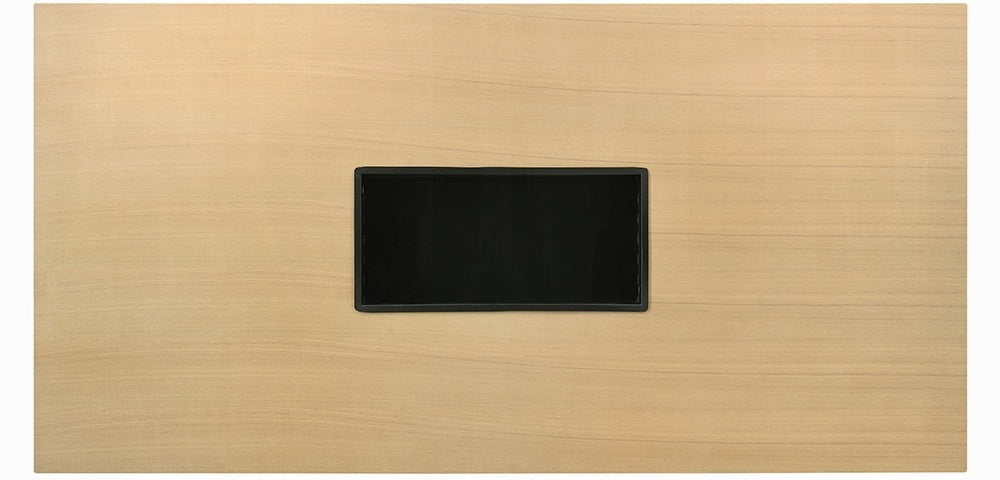 Acme DN02865-7PC  7 pc Blayde natural finish wood with black glass insert dining table set swivel chairs