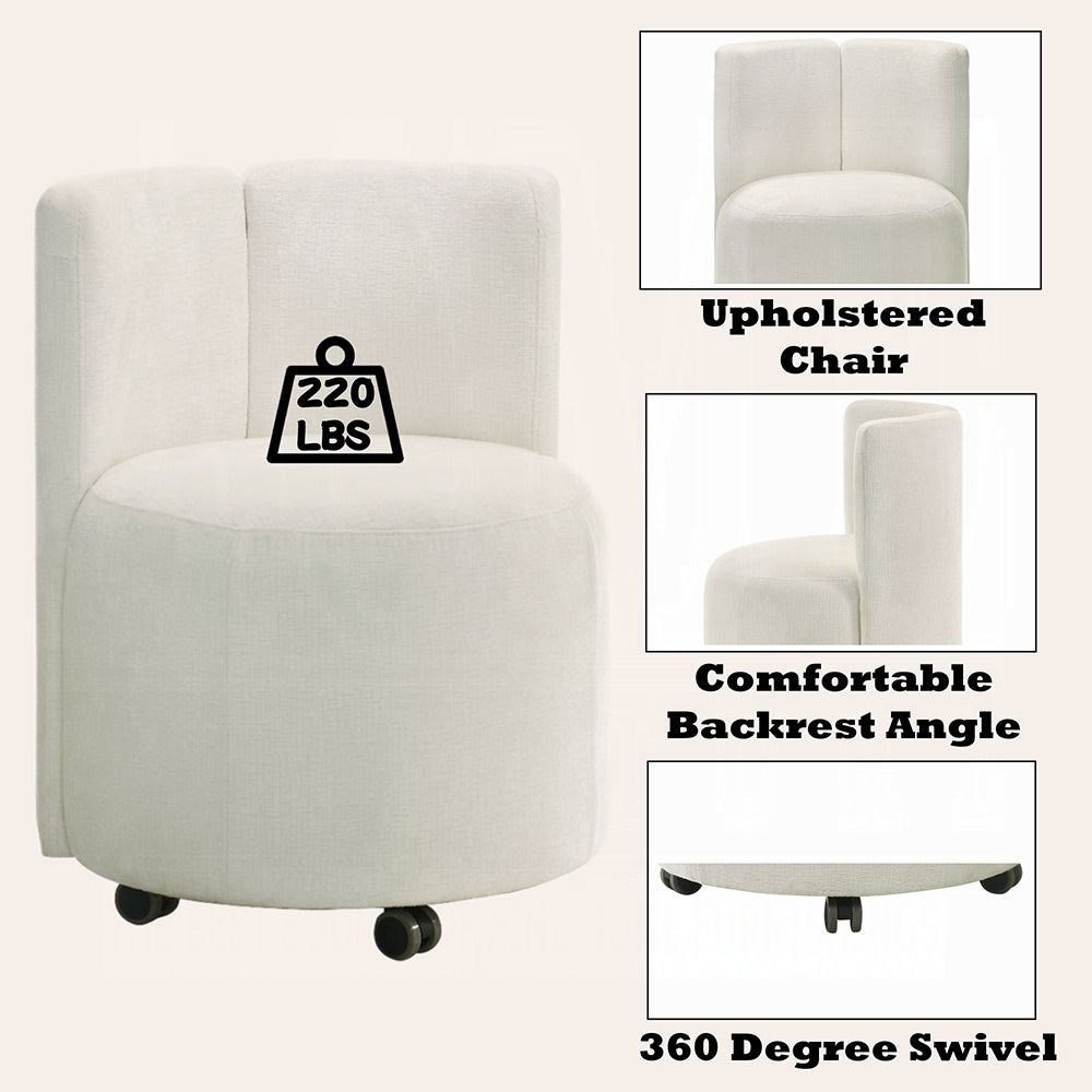 Acme DN02865-7PC  7 pc Blayde natural finish wood with black glass insert dining table set swivel chairs