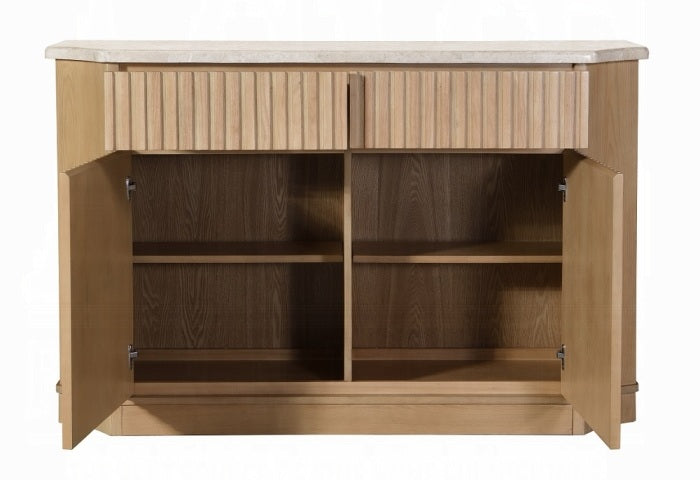 Acme DN02878  Adalynn oak finish wood natural marble top dining buffet server sideboard cabinet
