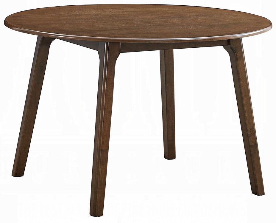 Acme DN02915-5PC 5 pc Keiki walnut finish wood mid-century modern style 48" round dining table set