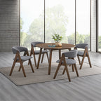 Acme DN02915-5PC 5 pc Keiki walnut finish wood mid-century modern style 48" round dining table set