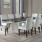 Acme DN02955-7PC 7 pc Carena white finish wood brown finish top mid century modern dining table set