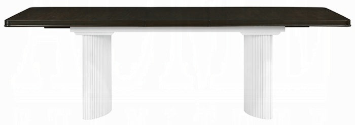 Acme DN02955-7PC 7 pc Carena white finish wood brown finish top mid century modern dining table set