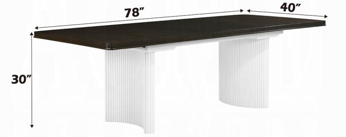 Acme DN02955-7PC 7 pc Carena white finish wood brown finish top mid century modern dining table set