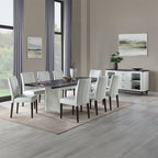 Acme DN02955-7PC 7 pc Carena white finish wood brown finish top mid century modern dining table set