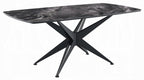 Acme DN03045-47-7PC 7 pc Darcy black metal frame black marble look tempered glass top modern dining table set